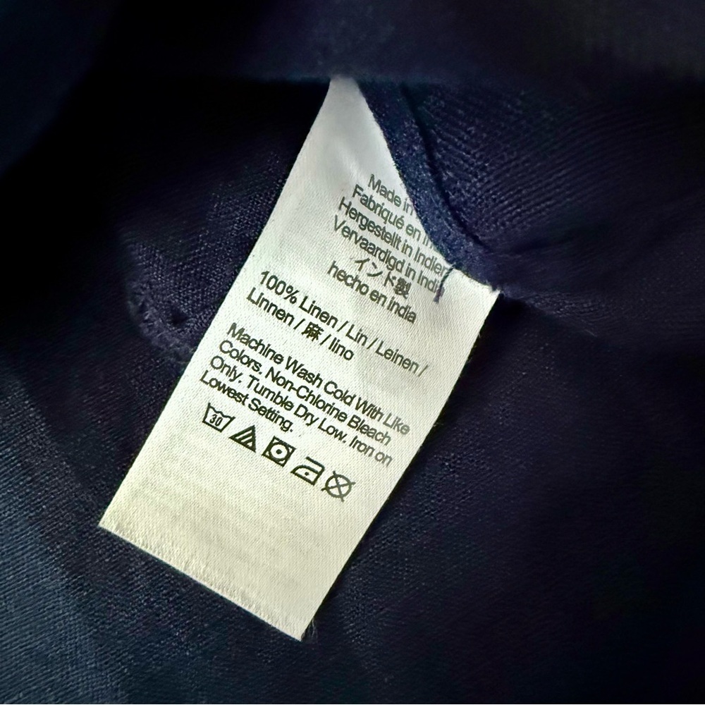 J.Crew Relaxed Linen Shirt Dress Navy Medium Petite - Picture 8 of 8
